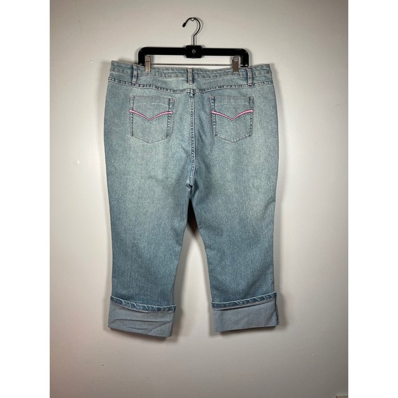 AZITA High Rise Cuffed Crop Jeans, Beading Design Embellishments, Size 20 - Picture 2 of 8